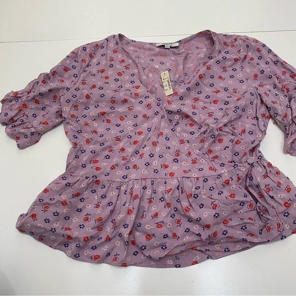 Madewell NWT Tie-Sleeve Wrap Top in Prairie Posies size 6 - Picture 9 of 12